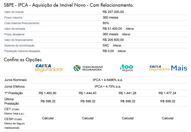 Simulação de Financiamento pelo IPCA -Portal do Cerrado