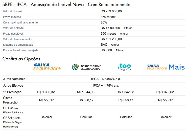 Simulação de Financiamento pelo IPCA -Serra das Areias 3 quartos